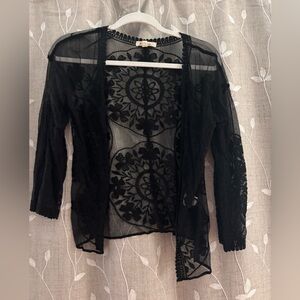 Rebellion Black Sheer Lace Open Cardigan